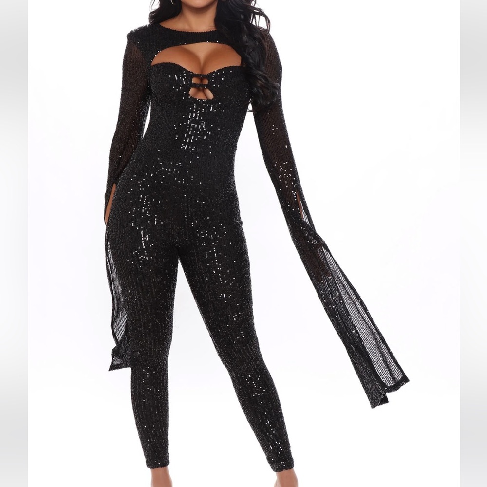 That Glimmer Glow Sequin Jumpsuit - Fashion Nova